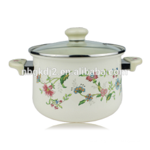 korean high quality enamel casserole pot with glass lid